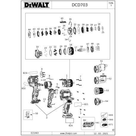 DCD703L2T Type 1 Drill/driver