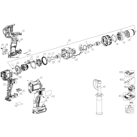 DCD998BR Type 1 Hammer Drill