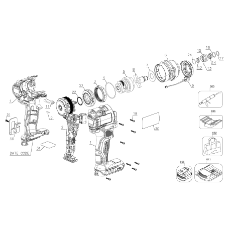 DCF809C2R Tipo 12 Atornillador De Impacto