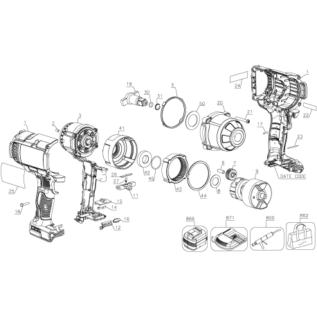 DCF899HB Type 1 Cordless Impact Wrench