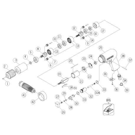 PTD501 Type 0 Drill Air 1/2in Reversibl