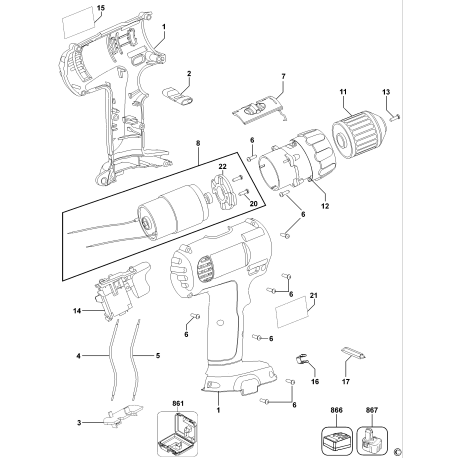 DWC712K2 Type 1 12v Nicad Compact Drill /