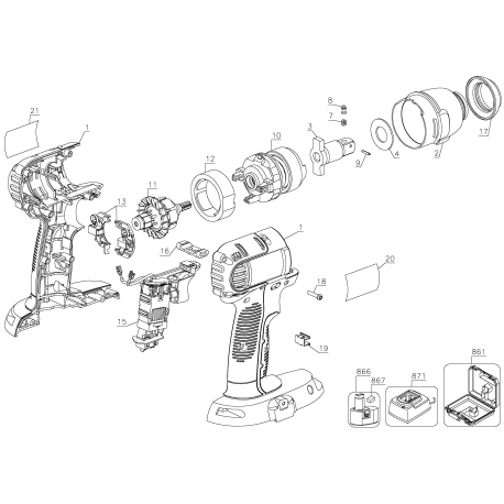 DC832N Tipo 1 14v Impact Wrench