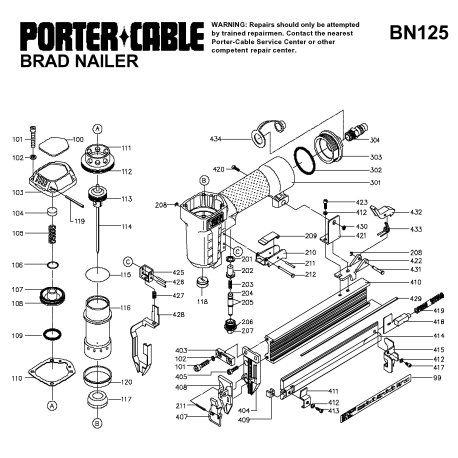 BN125 Type 1 1 1/4in Brad Nailer