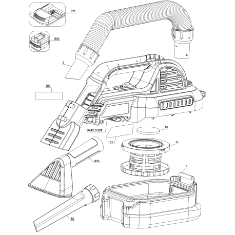 DCV517M1 Tipo 1 20v 1/2 Gal Wet/dry