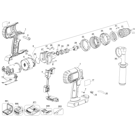 DC901KL Tipo 1 36v Hammerdrill