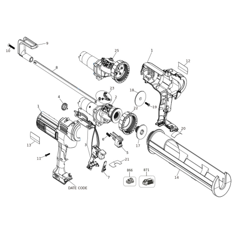 DCE570D1 Type 1 20v 600ml Adh Gun Kt