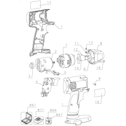 DW053K-2 Type 1 12v 1/2 Impact Wrench 1 Unid.