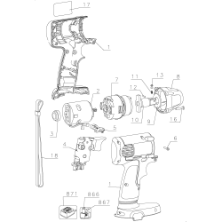 DW053K2 Type 1 12v Impact Wrench 1 Unid.