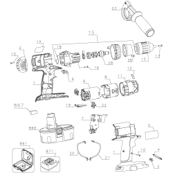 DW988K-2H Tipo 1 18v Hammer Drill 1 Unid.