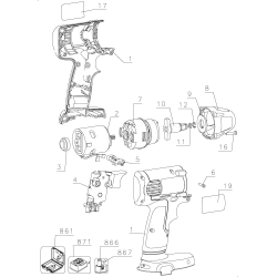 DW051K-2 Type 1 12v Impact Wrench 1 Unid.