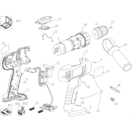 QP1800K-2 Tipo 1 18v Quantum Pro Drill