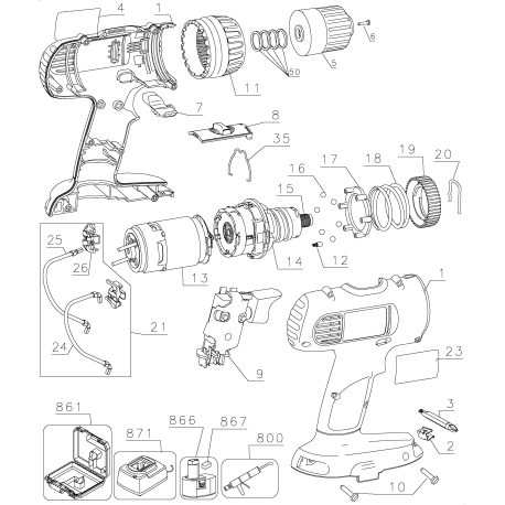 DW959K-2 Tipo 1 18v Drill/driver