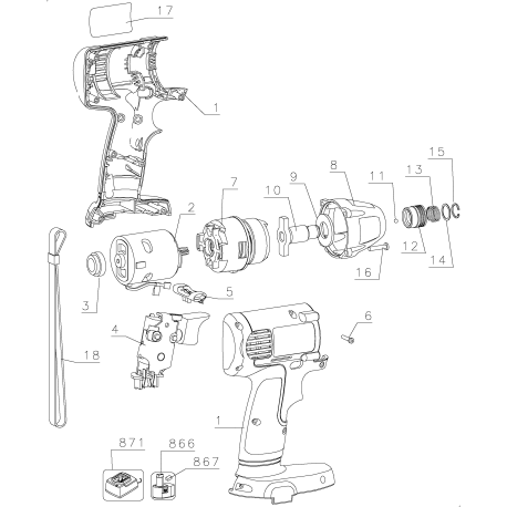 DW052KH Tipo 1 12v Impact Driver