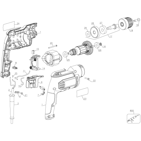 PC600D Tipo 1 Pc 3/8 Drill