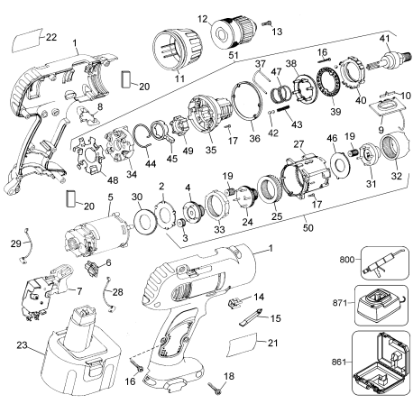 DW975B Type 1 12v Hammerdrill