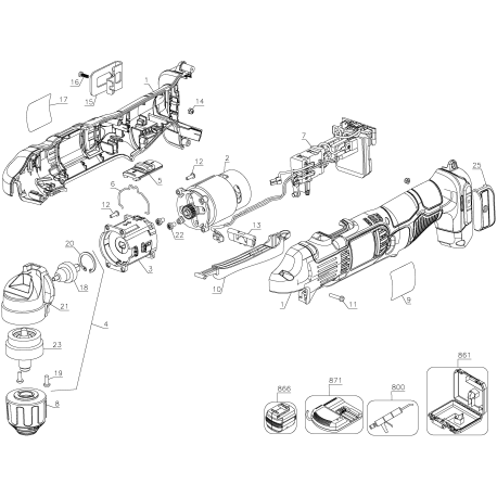 DCD720N-WXE Type 1 14.4v Right Angle Drill B