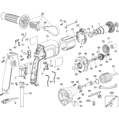 DW235G Tipo 1 1/2in Drill 0-850rpm