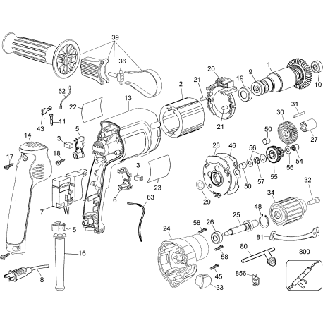 DW235-220 Tipo 1 1/2in Drill 0-850rpm