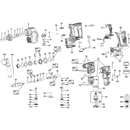 DCH363KL Tipo 1 1in 36v Rotary Hamr