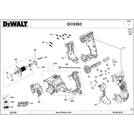 DCH263R2 Tipo 1 1-1/8 20v Rty Hamr