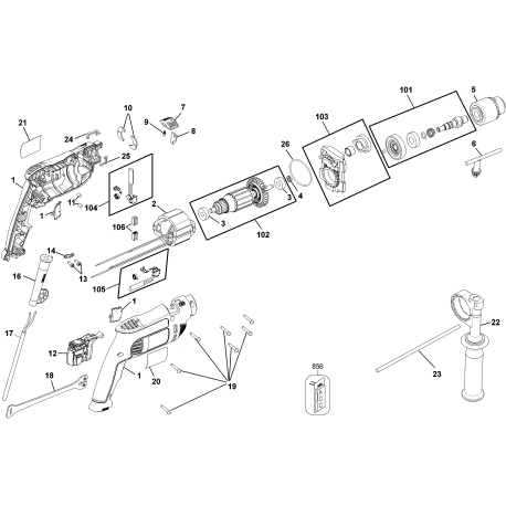 DWD024AV Type 1 13mm Percussion Drill W/a