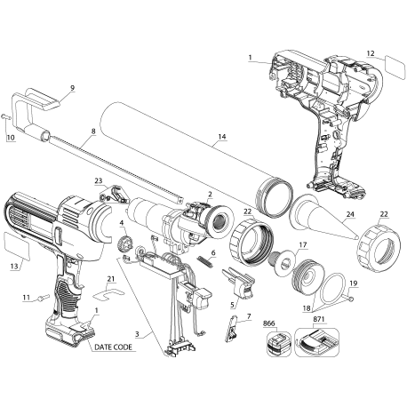 DCE580B Type 1 20v 600ml Sausa Adhe